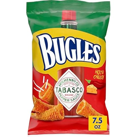 Bugles Tabasco Flavored Crispy Corn Snacks, Hot and Cheesy, 7.5 oz Cover