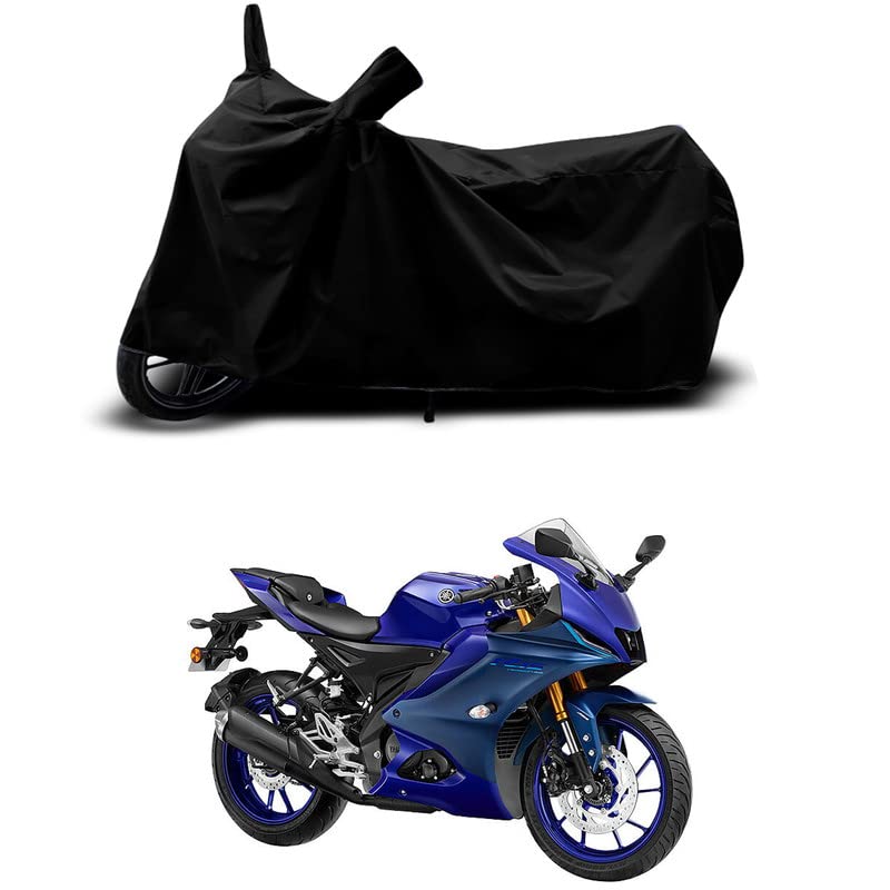 Image of 100% Scratchproof /UV-Rays /Heat Protection /Birds Dropping /Water Resistant /Dust Proof /Waterproof /Full Bike Scooty Two Wheeler Body Cover Compatible for R15 V4 Racing All Varients[Black]