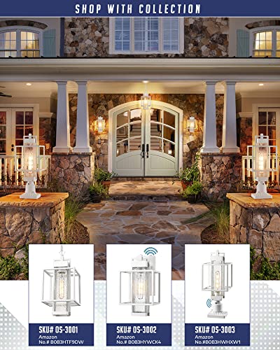 Osimir White Outdoor Pendant Light, Waterproof Aluminum Outdoor Hanging Light Fixture, 14" Gazebo Chandelier For House In Sand White Finish With Bubble Glass, Os-3001 #TOP4