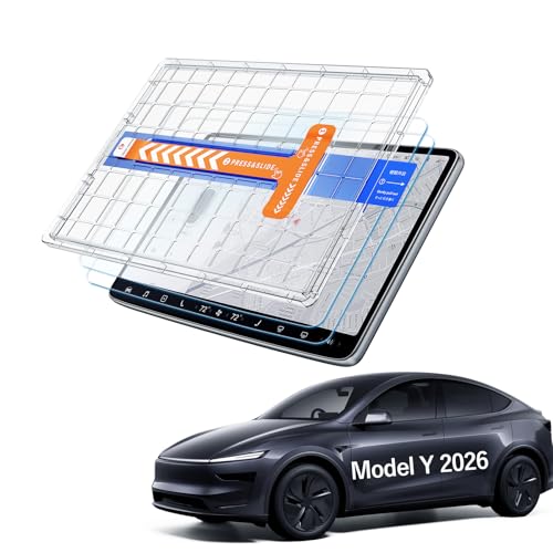 LANTU 超反射防止 テスラ モデルY ジュニパー 2026年用 16 インチ ナビ ガラスフィルム 2枚入りセット Model Y Juniper カーナビ 保護フィルム アンチグレア 9H 指紋防止 キズ防止 貼付簡単 アクセサリー ガイド枠全面保護
