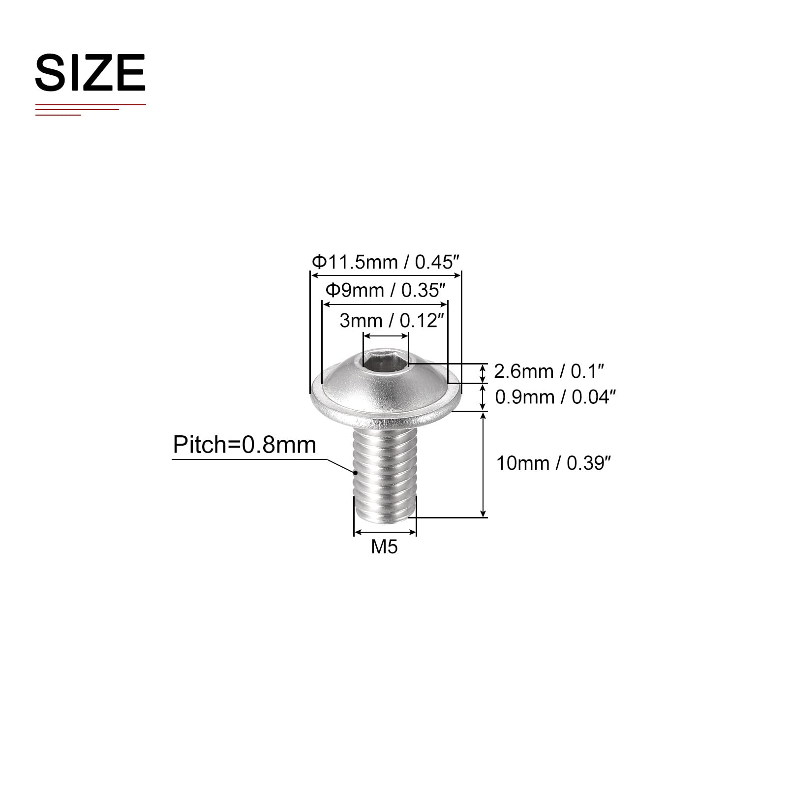 DTGN M5x10mm(DxH) Flanged Button Head Socket Cap Screws, 50Pack, Good for Equipment Furniture - Image 2