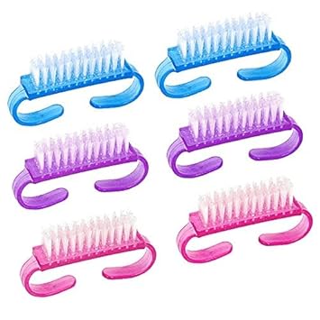 Sai Rainbow Nail Brush for Hand Fingernail Foot Nail Cleaner Handle Hand Feet Acrylic Nail Scrub Cleaning Brush, Kids Pedicure Brushes Manicure Tool for DIY Nail Art (Pack of 6)