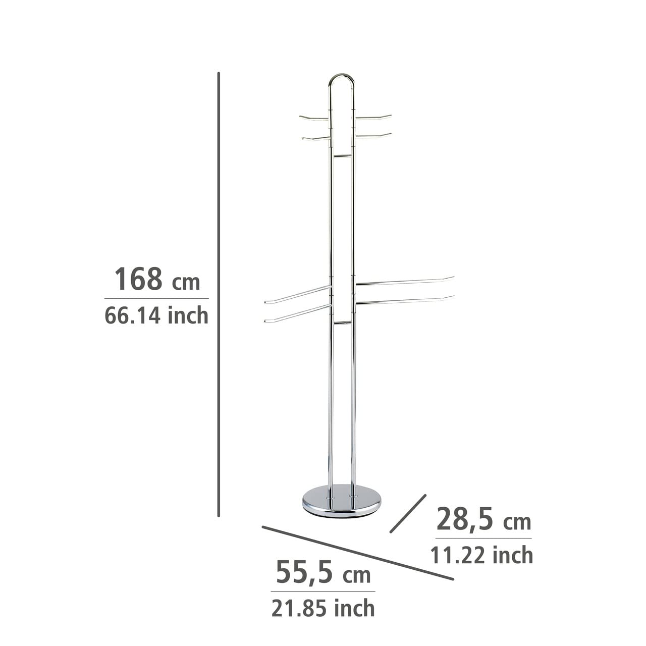 WENKO Piantana portasalviette Palermo - 8 bracci, Acciaio, 55.5 x 168 x 28.5 cm, Cromo