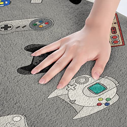 Gamepad Bathroom Rug Mat Gamer Gray Non Slip Bath Rug Soft Water Absorbent Kids Boys Various Video Game Tub Shower Fleece Bath Carpet Game Controller Entryway Rug For Kitchen Bedroom Decor 20"X32" #TOP3