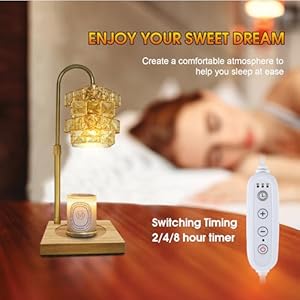 Candle warmer lamp with timer dimmable electric candle warmer with 4 light bulbs handmade crystal candle lamp wax melt warmer with wood base home decor valentines day gift gold  urban country home decor