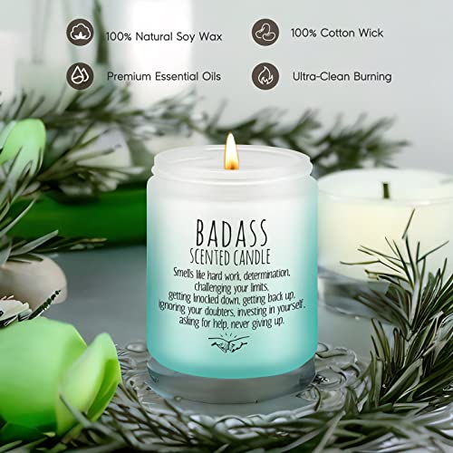 Leado Badass Candle - Congratulations Gifts For Women, Men, Inspirational Gifts, Boss Lady Gifts, Promotion, New Job Gifts, Proud Of You, Graduation Gifts, Funny Gifts For Women, Mental Health Gifts #TOP2