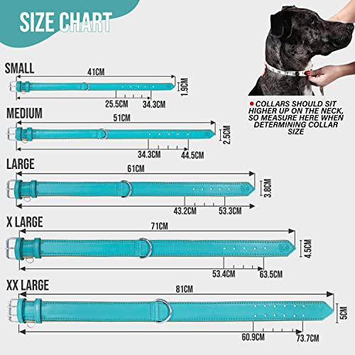 Riparo Dog Collar, Genuine Leather Dog Collar, Heavy Duty Dog Collar, Wide Dog Collar For Small Dog, Medium Dog, Leather Dog Collars For Large Dogs (Xl, Aqua) #TOP4