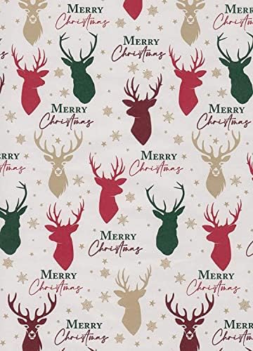 Christmas Gift Wrapping Paper - Pack of 4 x 7M Traditional Tartan, Reindeer, Stag Traditional Design, Perfect for wrapping the Christmas present