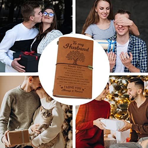 Gifts for Husband , Leather Journal 140 Pages Husband Birthday Gifts, Notebook Travel Diary Gifts for Husband from Wife, Valentines Anniversary Wedding Day Gifts for Husband Men
