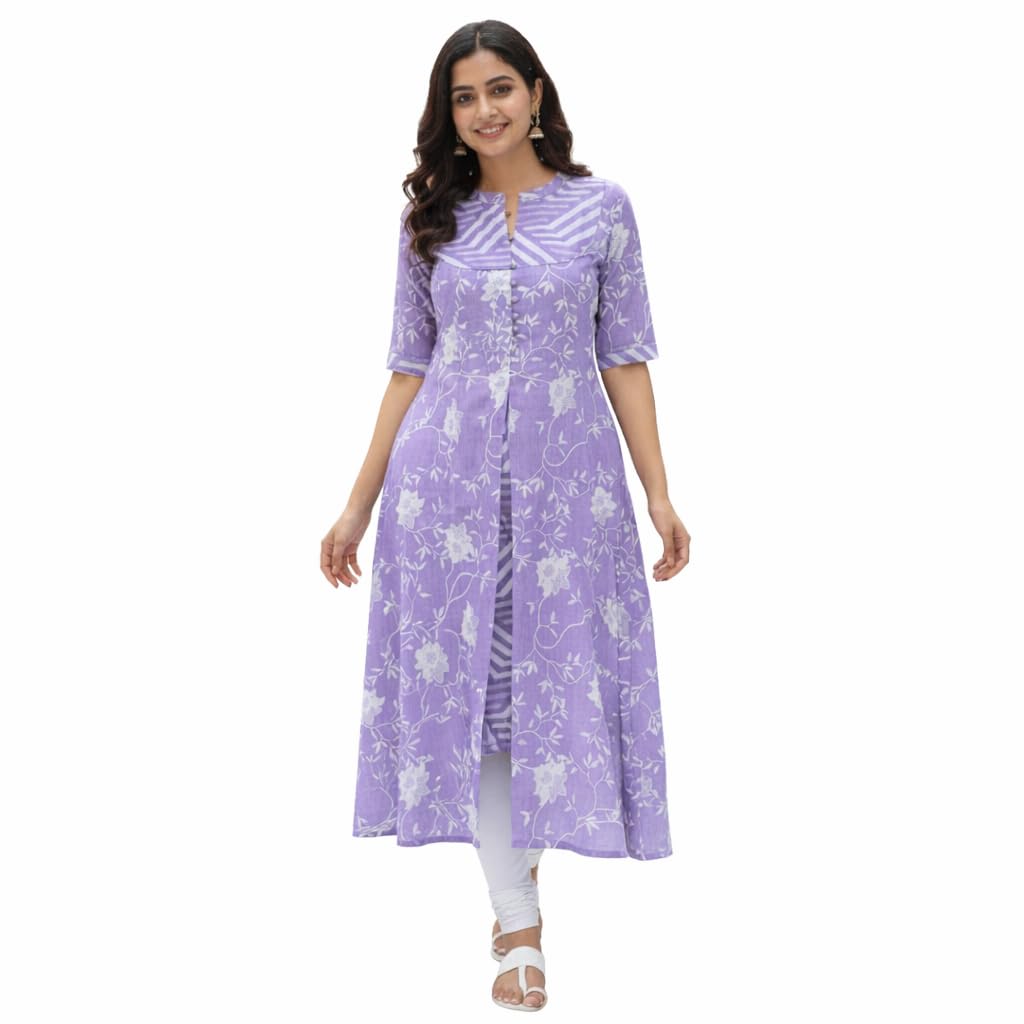 Zivana Fashion Women’s Cotton A-Line Kurti - Floral Printed Calf Length Kurta - 3/4 Sleeve Casual Ethnic Wear - Review, Price and Buying Guide