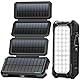 BLAVOR Solar Powerbank 20000mAh Tragbare Solar Ladegerät mit 4 Solarpanels, Outdoor wasserfester externer Akku mit 4 USB Ports 18W Schnelles Ladegerät QC 3.0 USB C Power Bank für Handy Tablet