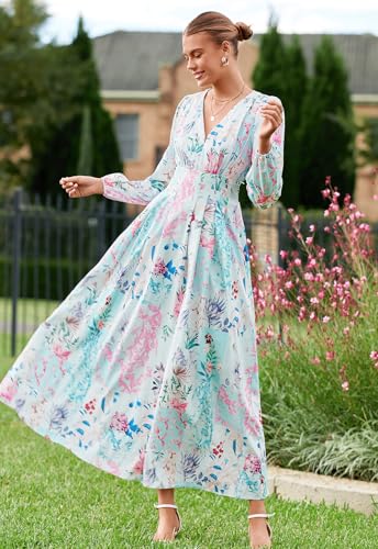 Image of Maxigerui Women's Long Sleeve Floral Maxi Dress 2026 Spring Summer Wedding Guest Dress