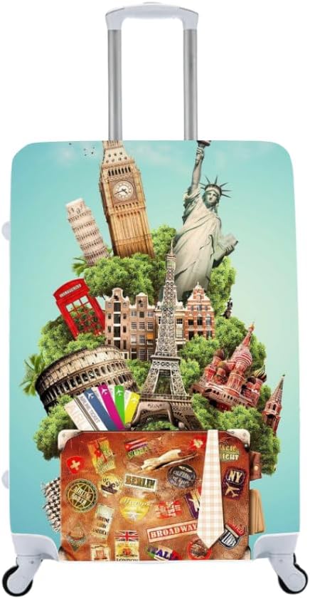 Capa De Mala Elástica Protetora Reutilizável Para Viagens Aéreas Capa Mala Proteção Estilo E Praticidade(Tema Viagens 04,M=23kg) Capa De Mala Elástica Protetora Reutilizável Para Viagens Aéreas Capa Mala Proteção Estilo E Praticidade(Tema Viagens 04,M=23kg)