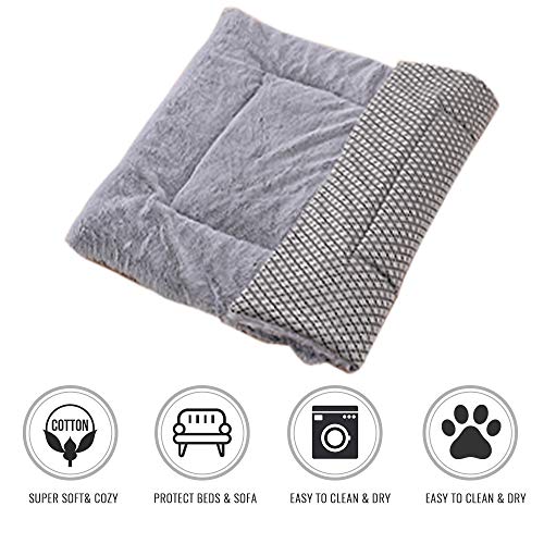 laamei Dog Bed Mat, Dog Crate Kennel Mat, Soft Warm Crate Pad Mat Washable Matteress Reversible Cushion Pad for Large Medium Small Pets Sleeping Beds Medium Grey 30 inch
