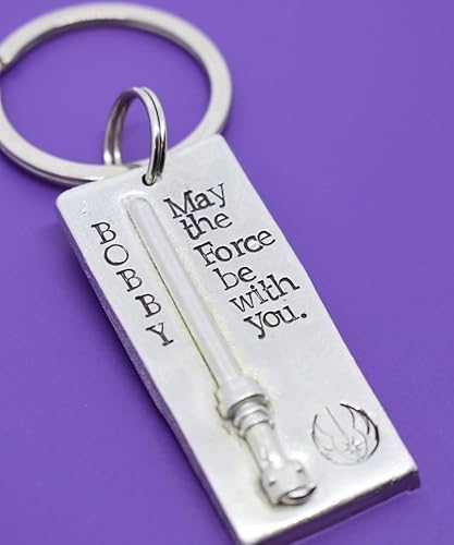 Miniatura 4 de Regalo personalizado para novio Llavero Jedi Marido May the force be with you Sable de luz