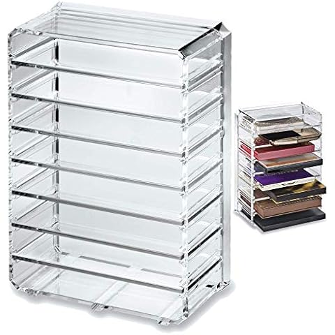 byAlegory Acrylic Eyeshadow Makeup Palette Organizer (Small Sized Palettes) | 8 Space Cosmetic Storage (CLEAR) Cover