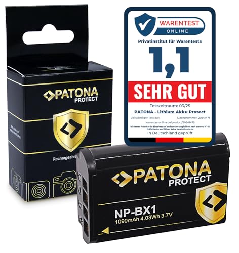 PATONA Protect NP-BX1 Batterie 1090mAh Compatible avec Sony CyberShot DSC-RX1 R RX1 RX100 II III IV V VI VII M HX50 HX60 HX80 HX90 HX99 HX400V WX300 WX500 DSC-RX100 DSC-HX50 NPBX1 NP BX1