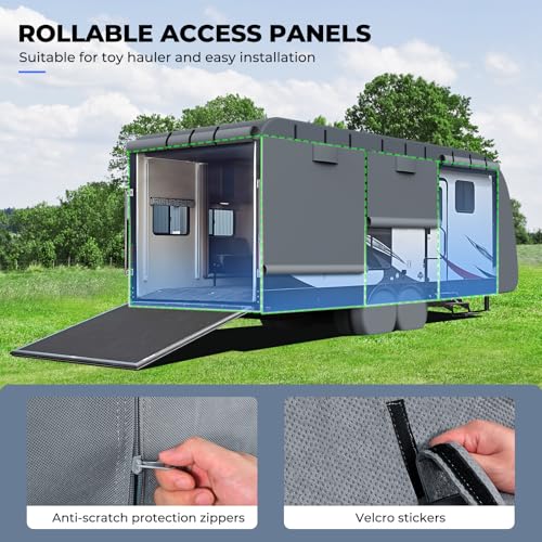 Rvmasking QT2628A-A08 Heavy Duty 7 Layers Top Travel Trailer Cover With 4 Tire Cover For 24'1"-26', Windproof Rip-Stop Anti-Uv Rv Cover thumb #3