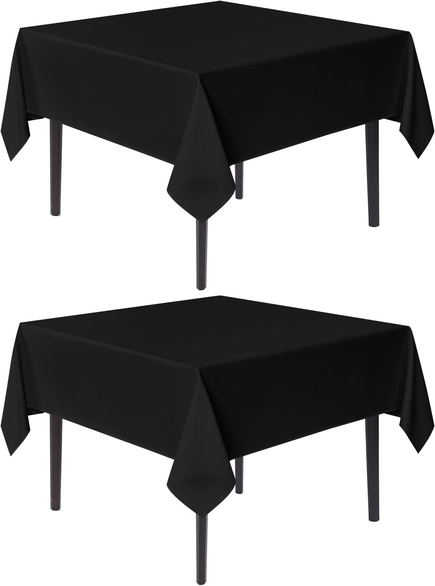 sancua Black Square Tablecloths 85x85 Inch, 2 Pack - Fabric Table Cloth for Square or Round Tables, Washable Polyester Table Cover for Outdoor Party, Birthday, Buffet, Resturant