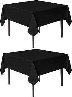 sancua Black Square Tablecloths 85x85 Inch Fabric Table Cloth, 2 Pack