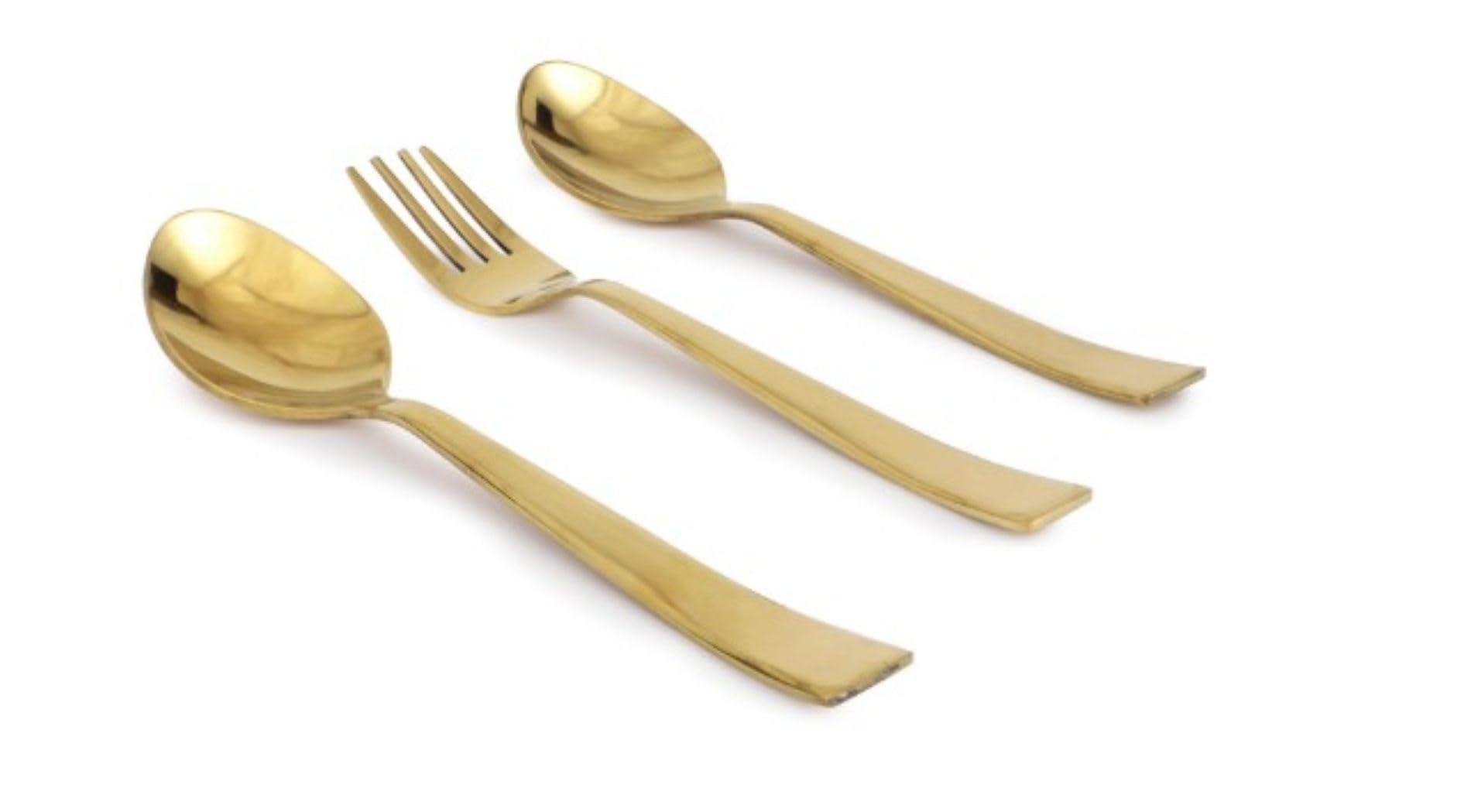 Cubertería de acero inoxidable, 12 piezas, juego de 6 cucharas y 6 tenedores para comedor, hogar, restaurante (dorado, 12 piezas)