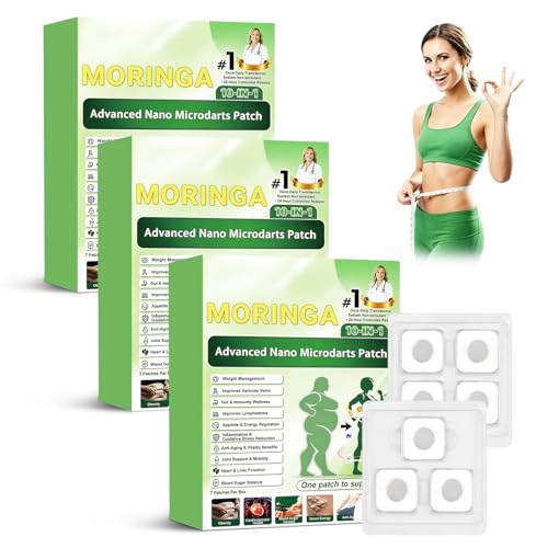 Hgkvnul Moringa Patches 10-in-1 Nano Microdarts Patch Natural Formula Ultra Thin Design for Women and Men Suitable for All Skin(3 Boxes)