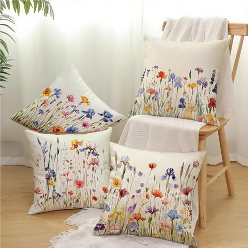 Housse coussin 50x50cm velours imperméable fleur de haute qualité avec zip invisible - 3