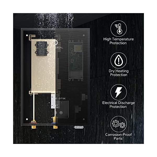 Airthereal Electric Tankless Water Heater 18kW, 240Volts - Endless On-Demand Hot Water - Self Modulates to Save Energy Use - Small Enough to Install Anywhere - for 2 Showers, Evening Tide series - Image 4