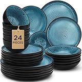 Twinzee 24 Vaisselle et Arts de la Table Azur - Compatible Micro-onde - Assiettes Service de Table Riviera Collection