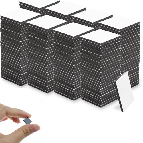 200 placas magnéticas autoadhesivas, 10 x 10 x 1 mm, imanes adhesivos para pegar, 3 M de color negro, tiras magnéticas cuadradas, mini imanes planos para frigorífico, escuela, familia, oficina,