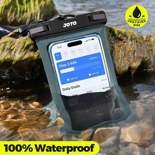 Image of JOTO Up to 7 inch Universal Waterproof Phone Case for iPhone 17 Air 16 15 14 13 12 11 Plus Pro Max, IPX8 Cellphone Dry Bag XR X SE, Galaxy S23 S22 S21 S20+ S20 S10 Plus Note, Pixel -Grey