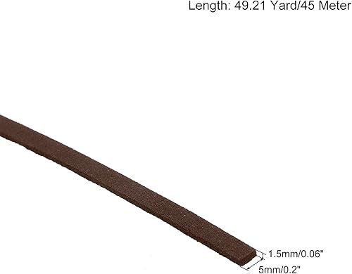 Miniatura 2 de uxcell Cordón de gamuza, 50 yardas, 0.197 in, cuerda de hilo de cuero plana para bolso, bolso, cordones de zapatos, manualidades, fabricación de