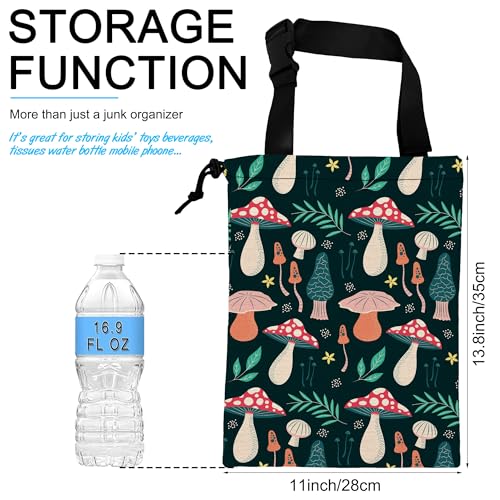 Image of Car Trash Bag Mushroom Car Garbage Bag Hanging Car Trash Can for Back Seat with Drawstring