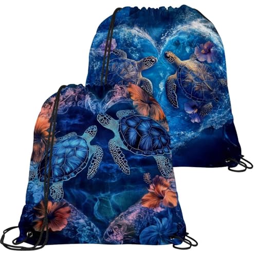 Sac à dos cordon pour sport et gym lot de 2 sacs pliables étanches motif tortue de mer