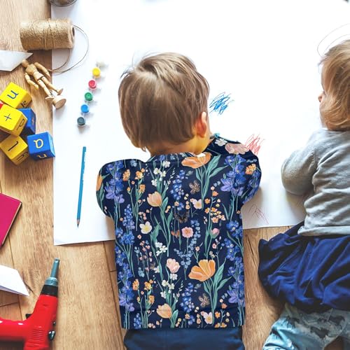 JUNZAN Impressionism Style Blue Flowers Big Boys Sweatshirt Hoodie Long Sleeve Sweatshirt With Hoodie Athletic 4T 6