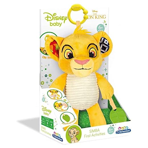 Clementoni 17296 Disney Baby – König der Löwen Aktivitäts-Plüsch, kuscheliges Lernspielzeug, Plüschtier zur Entwicklung der Sensorik & des Tastsinns, für Babys ab 6 Monaten