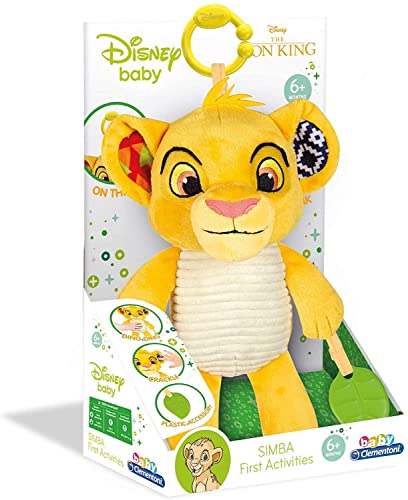 Clementoni - 17296 - Peluche Premières activités - Disney Le Roi Lion - Jouet bébé, 6 Mois et Plus Multicolore