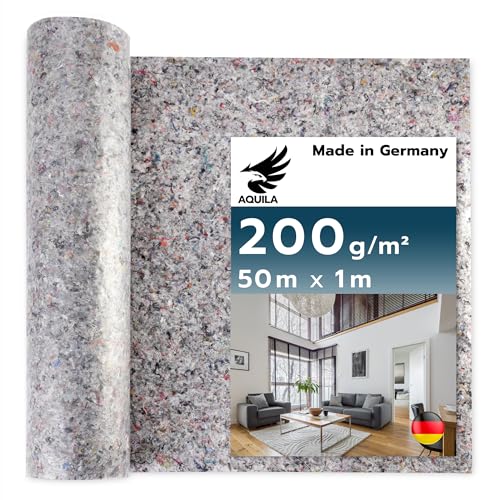 AQUILA Profi Malervlies 50m x 1m 200 g/m Kein Durchsickern hochwertiges Abdeckvlies zum Streichen Schutz für Böden & Möbel rutsch- & reißfest Made in Germany