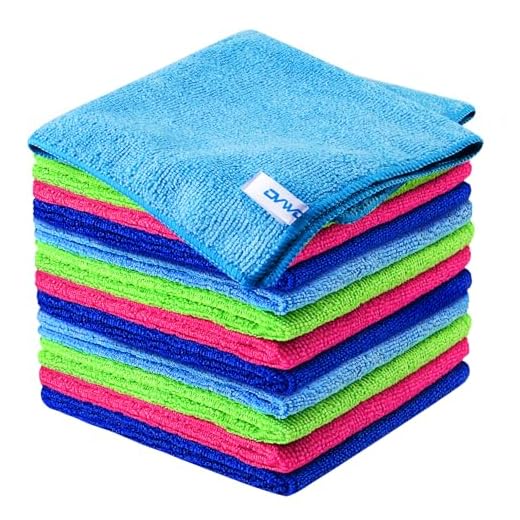 ovwo 12Pcs Premium Microfiber Cleaning Cloth Highly Absorbent, Lint Free, Scratch Free, Reusable Cleaning Supplies - for Kitchen Towels, Dish Cloths, Dust Rag, Cleaning Rags in Household Cleaning