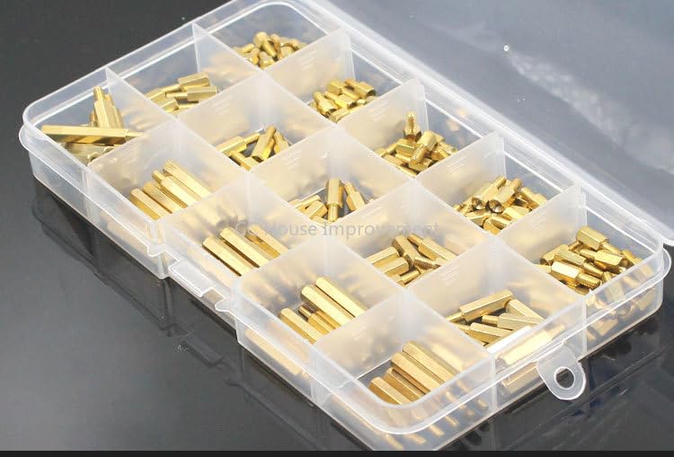 Generic 190PCS/Kit M3 Male Female Brass Standoff Spacer PCB Board Hex Screws Nut Assortment Set Kit with Plastic Box - (Color: M3)