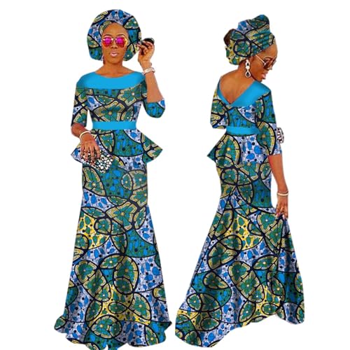 XIAOHUAGUA African Clothes for Women Outfits with Headwrap 2 Pieces Set Skirts and Tops Fashion Outfits for Party