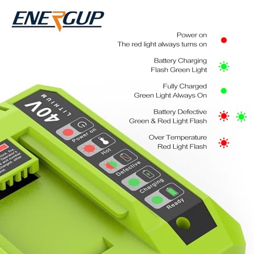 Energup 40Volt 6500mAh Replacement Ryobi 40V Battery and Charger Kit, for 40Volt Lithium Battery OP4026 OP40601 OP4050A OP4040 OP4030 OP4050 with OP401 Ryobi 40V Charger