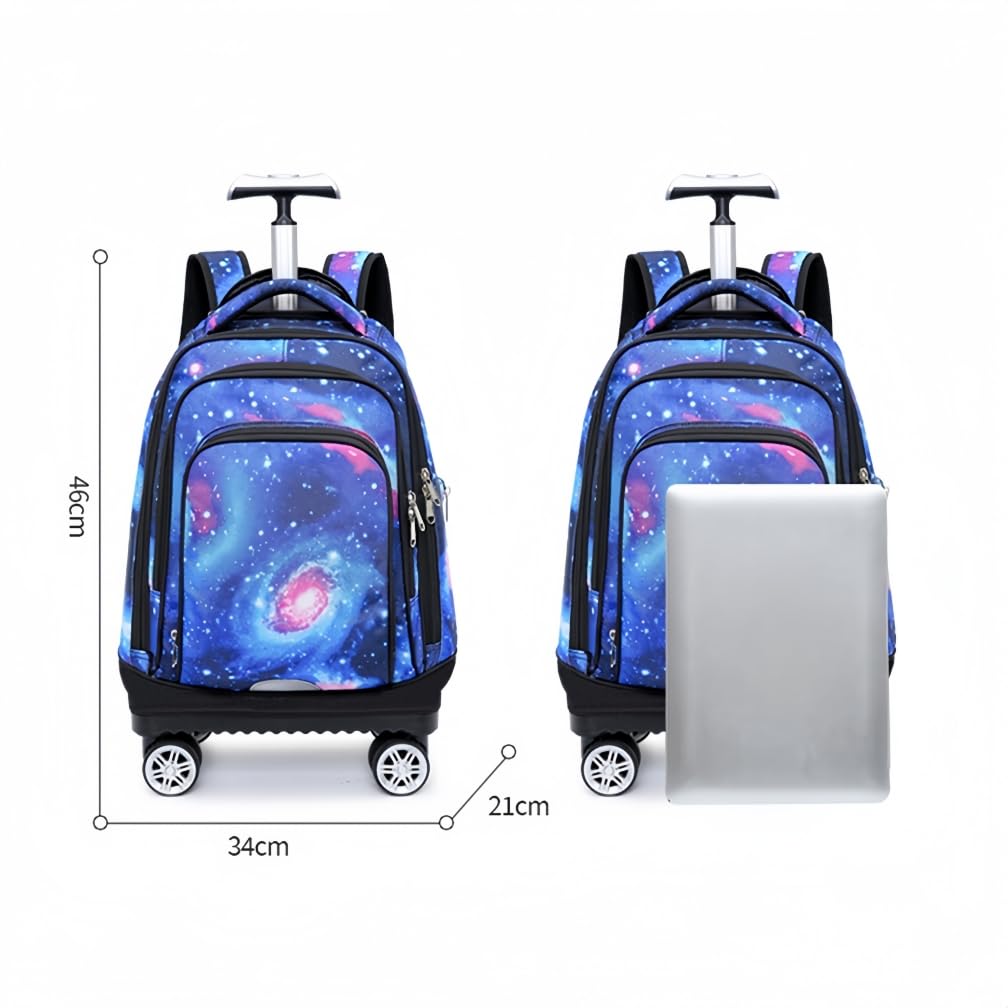 Mochilas Escolares con Ruedas Bolsas Escolares Trolley Mochilas Niños Niñas para Viajes y Escuela, Geométrico