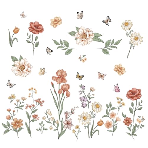 FUFUQUARE Adesivi Murali Fiori Farfalle Vintage Sticker da...