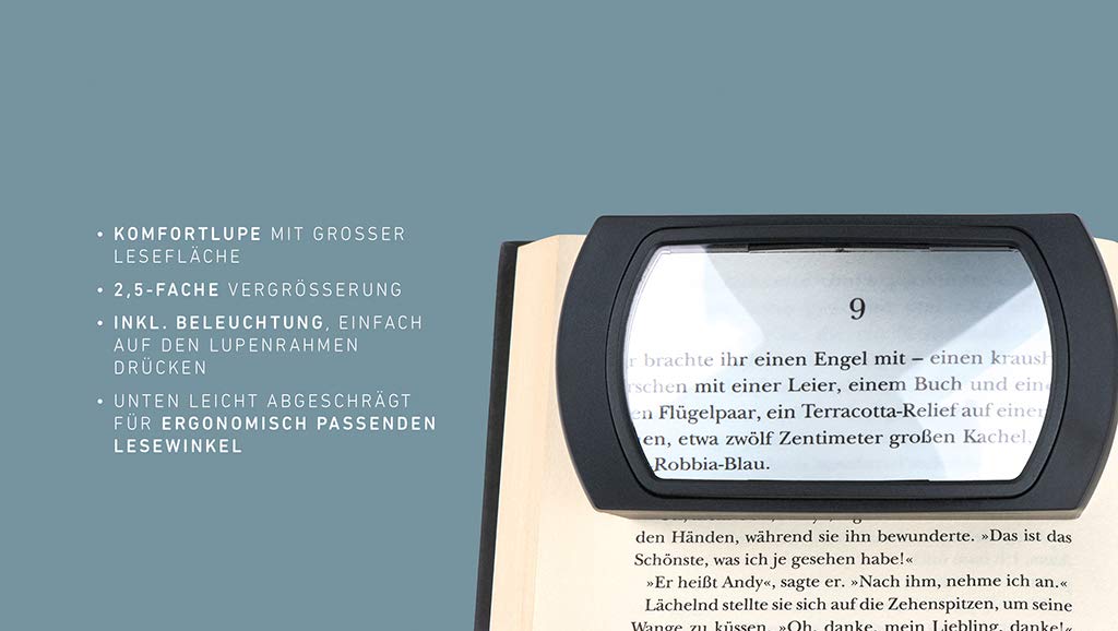 Moses libri_x LED-Standlupe | Komfortlupe mit 2,5-facher Vergrößerung | Lupe mit Licht und Standfuß, 83233
