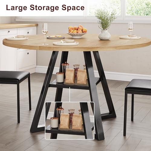 Round Dining Table for 4 6, Wood Kitchen Table with Pedestal Base, 47" by Jocoevol - Used condition - Image 4
