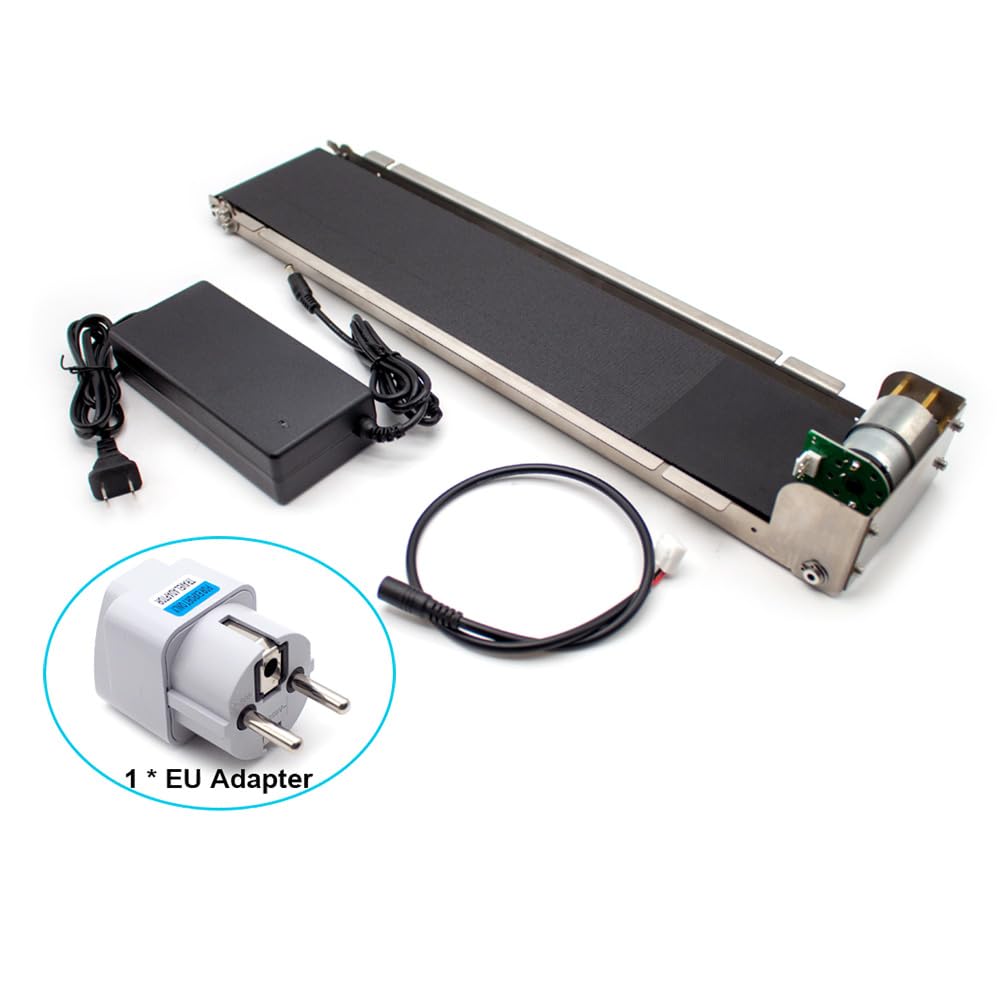 Toplionace DC 24V 35 U/min Mini förderautomat Aus Edelstahl, Automatisches förderband für Die Frachtspur, 460x85mm, Belastung 3,5-5kg (mit Power)