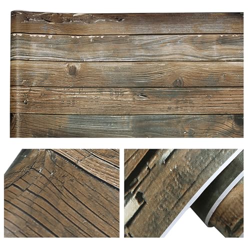 Papel pared madera autoadhesivo efecto tablones antiguos con vinilo resistente 4