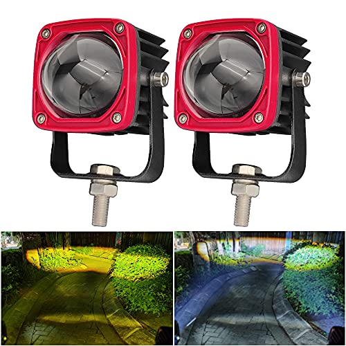 LED Motorcycle Driving Fog Lights Pod Lights 2Pcs 20W 2Inch Waterproof Amber/Yellow White Dual Color LED Driving OffRoad Lights Work Auxiliary Lights Fit for Motorcycle Truck Car ATV SUV Boat Tractor