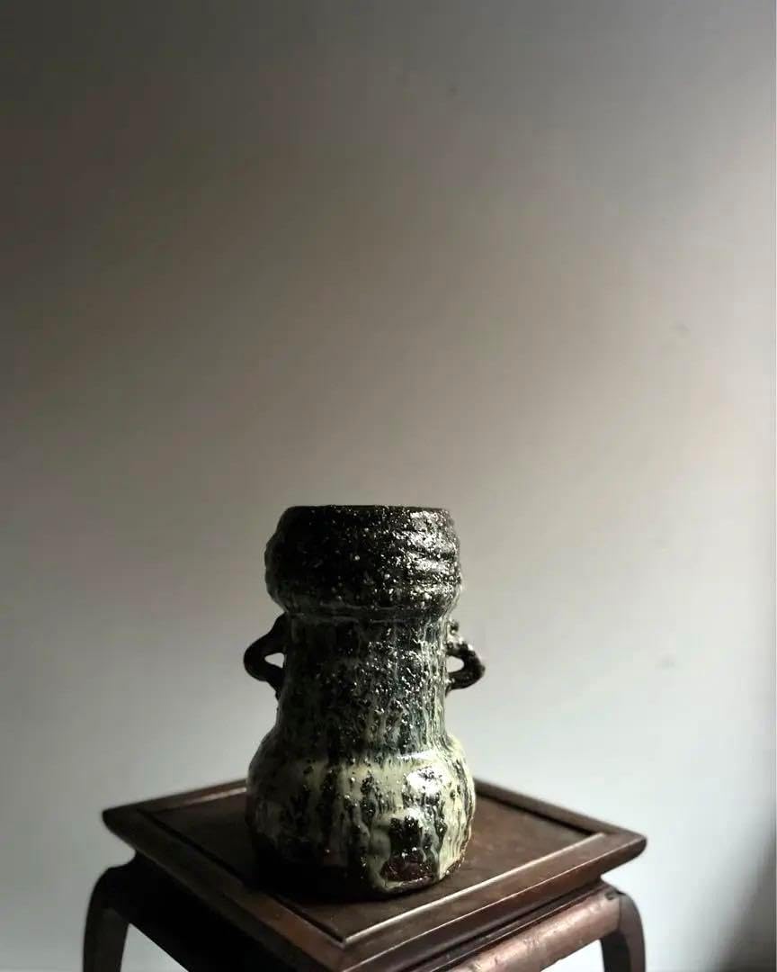 857 田中佐次郎 山瀬窯 朝鮮唐津花入 唐津焼 茶道 茶道具 美品 希少 857 田中佐次郎 山瀬窯 朝鮮唐津花入 唐津焼 茶道 茶道具 美品